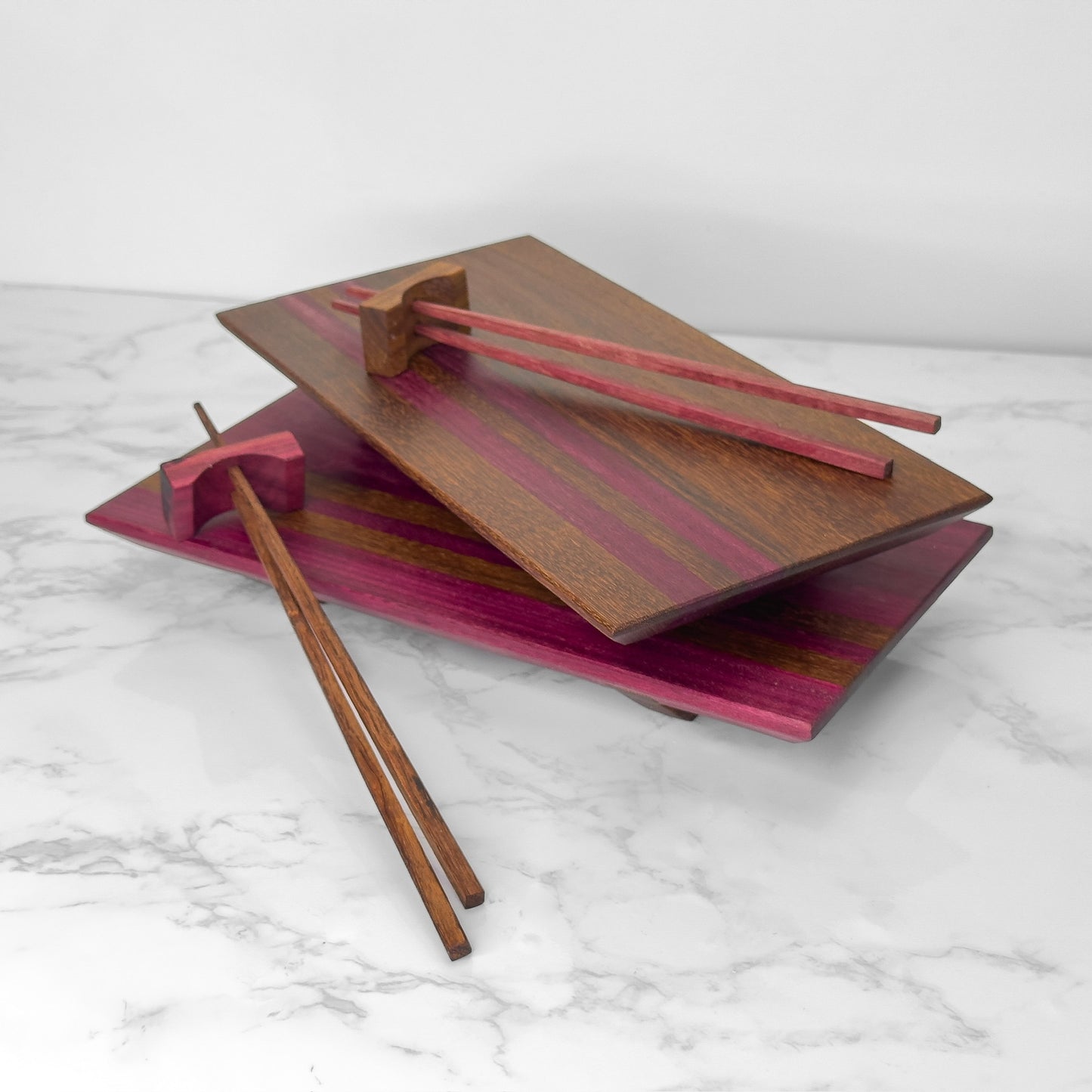 Purple Heart & Granadillo - Wooden Sushi Set for 2 - one-off