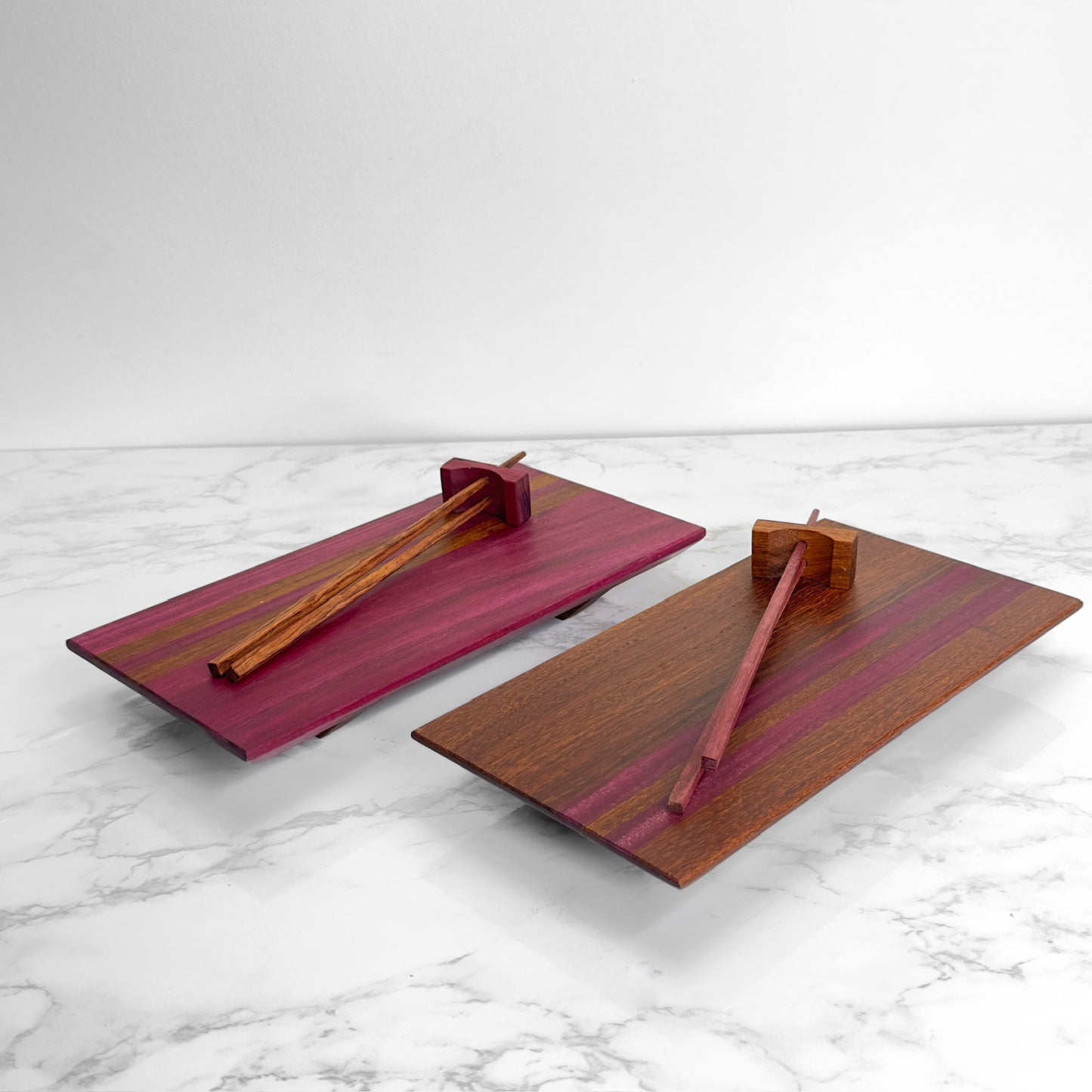 Purple Heart & Granadillo - Wooden Sushi Set for 2 - one-off