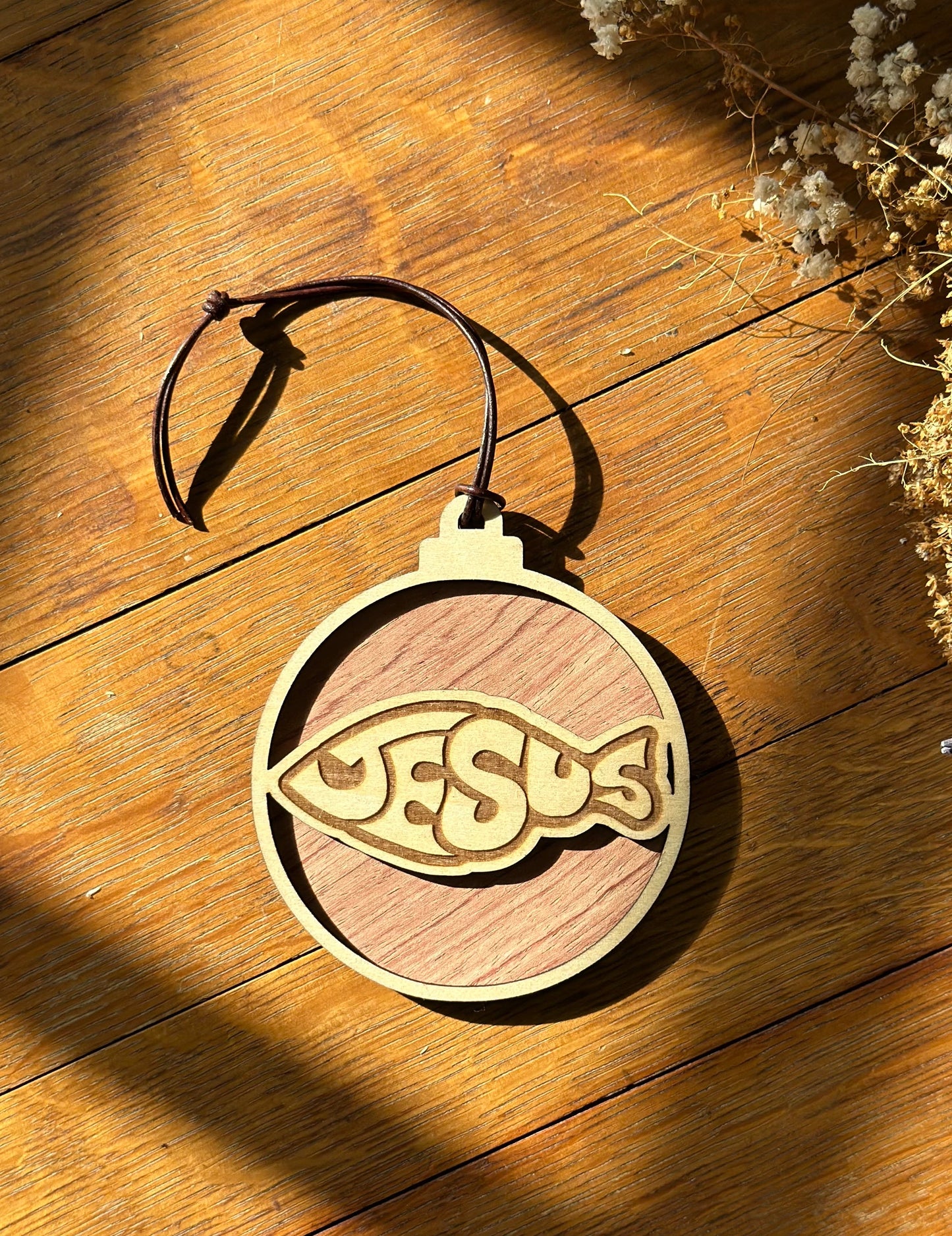 Jesus Fish - wooden Christmas ornament