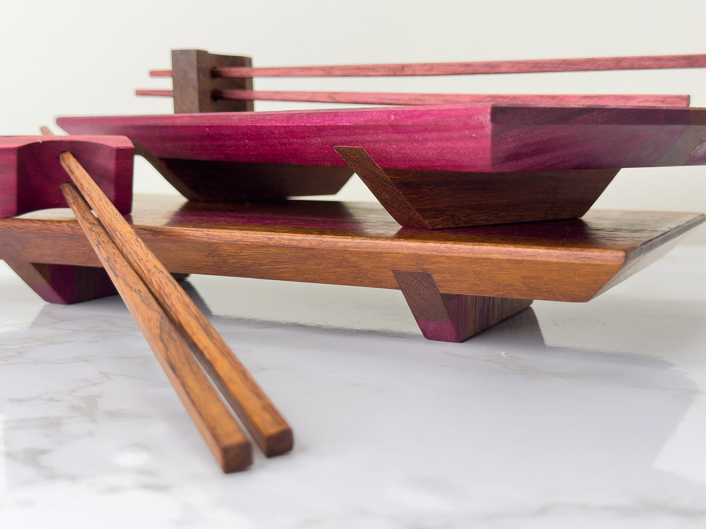 Purple Heart & Granadillo - Wooden Sushi Set for 2 - one-off