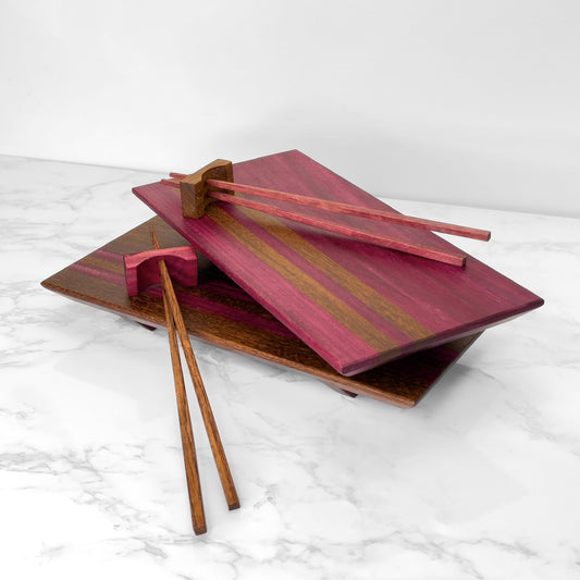 Purple Heart & Granadillo - Wooden Sushi Set for 2 - one-off