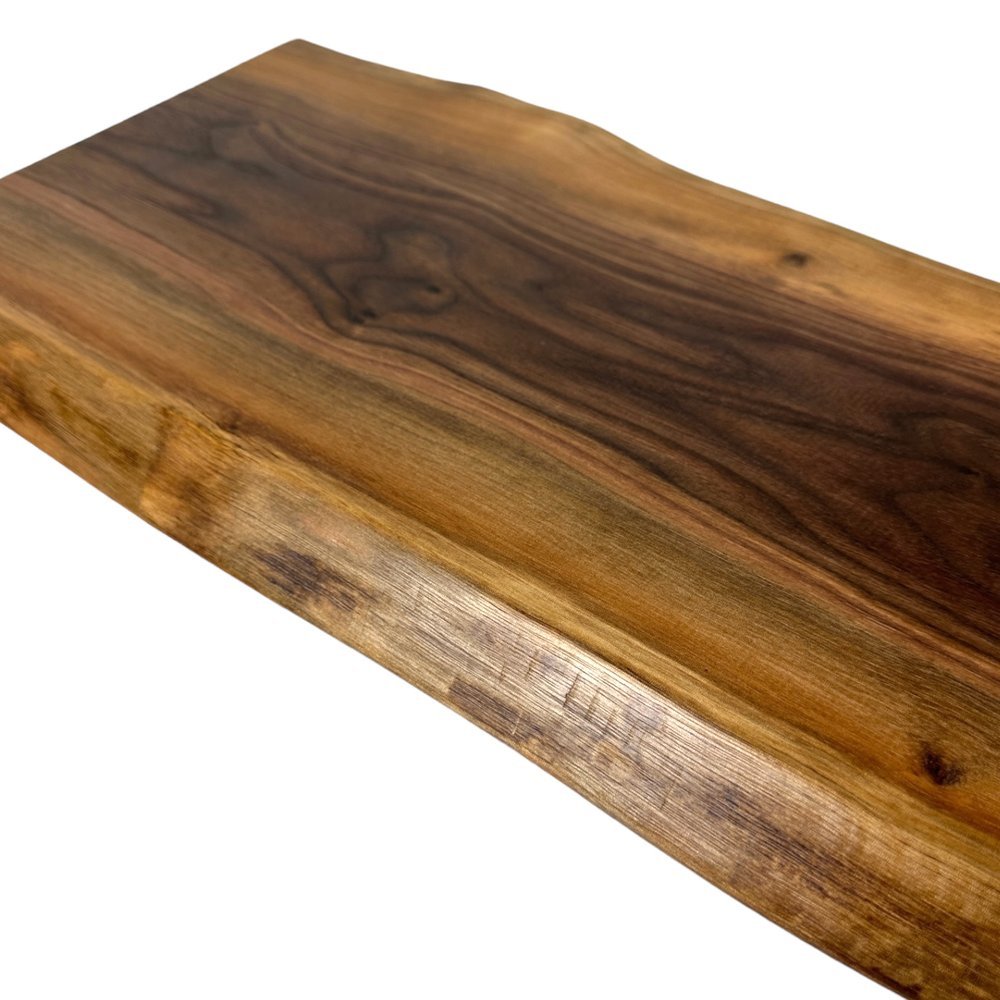 Rustic live-edge Walnut - Handmade Wooden Charcuterie Board - RTS live edge and wood grain detail view