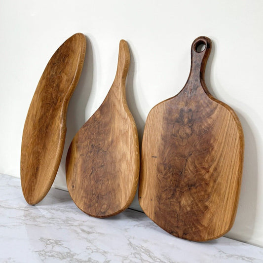 Rustic Oak - Handmade Wooden Charcuterie Boards - RTS group angled front view