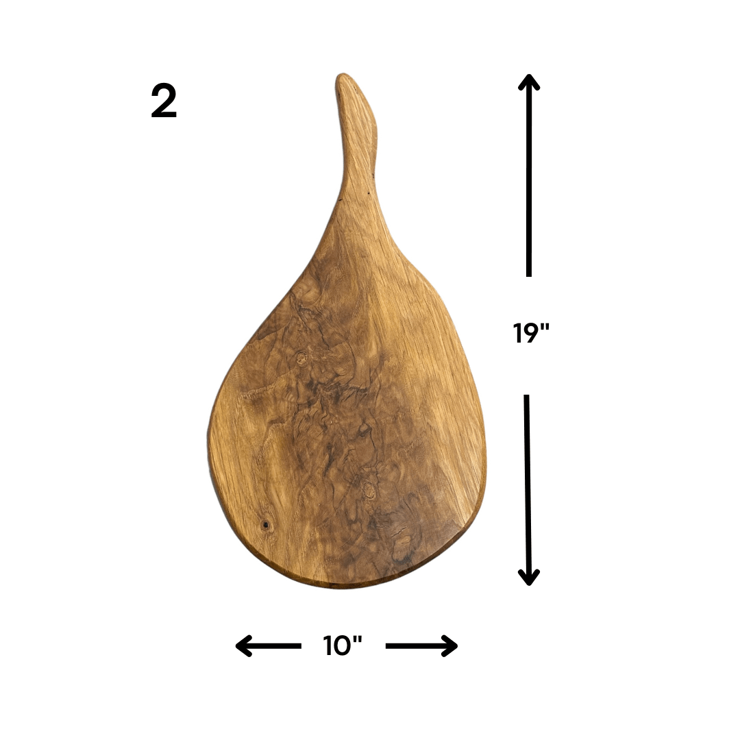 Rustic Oak - Handmade Wooden Charcuterie Boards - RTS style 2 front view with dimension labels