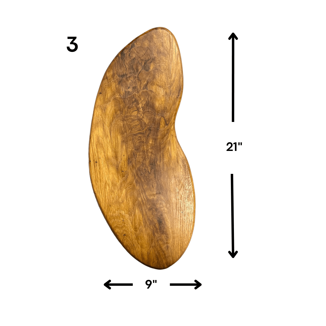 Rustic Oak - Handmade Wooden Charcuterie Boards - RTS style 3 front view with dimension labels