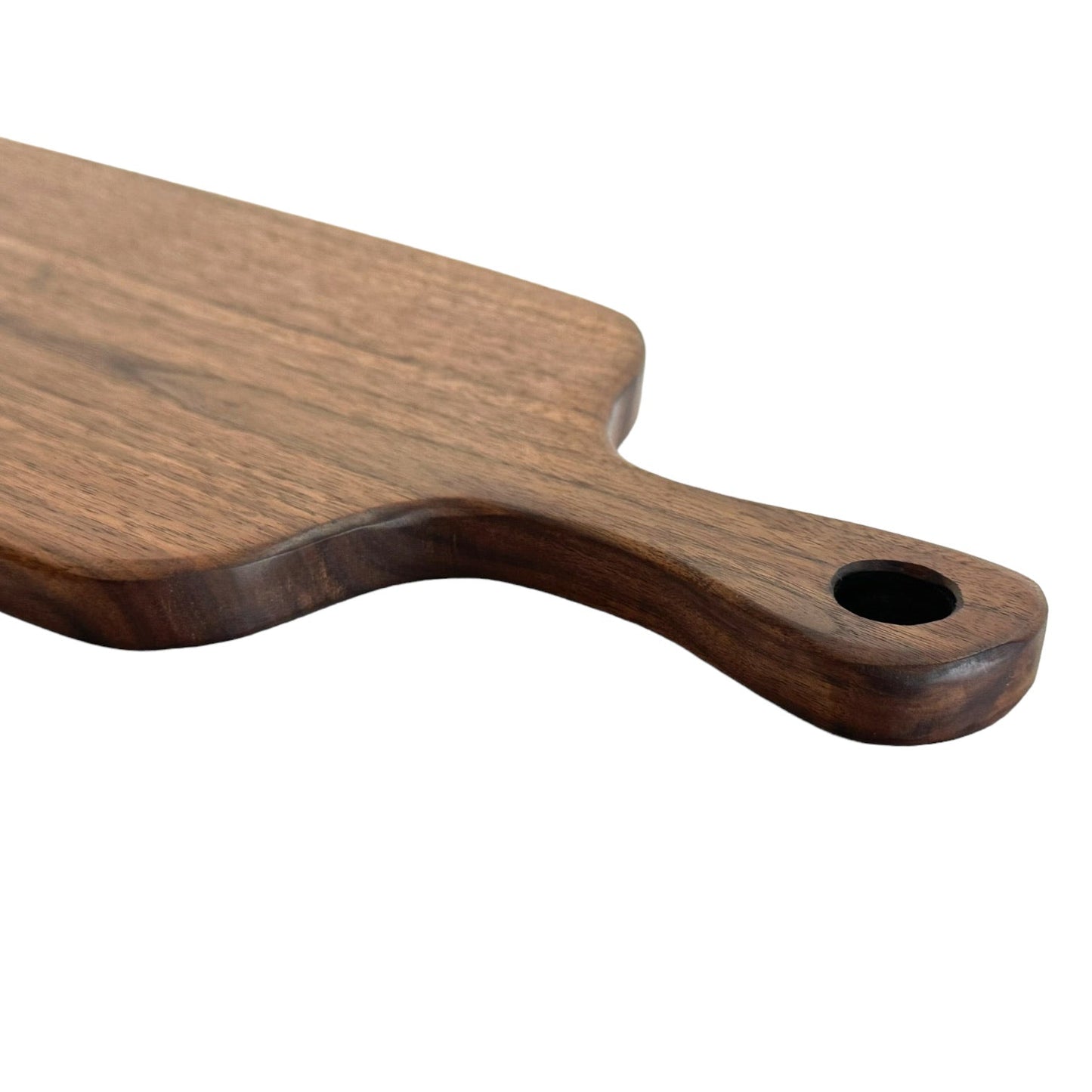 Walnut - Handmade Wooden Charcuterie Board - MTO small edge snd handle detail view