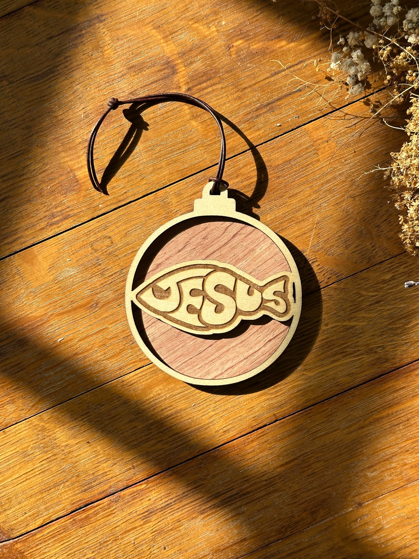 Jesus Fish - wooden Christmas ornament