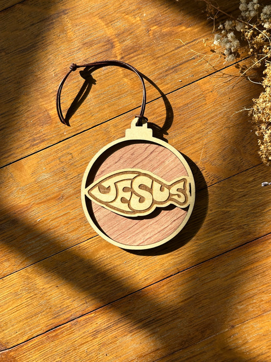 Jesus Fish - wooden Christmas ornament