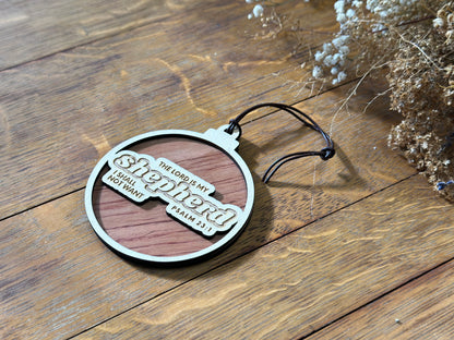 The Lord is My Shepherd- Psalm 23 Wooden Christmas Ornament
