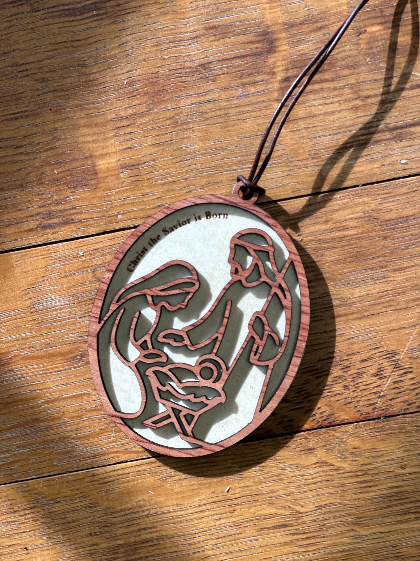 Christ the Savior is Born - wooden Christmas ornament