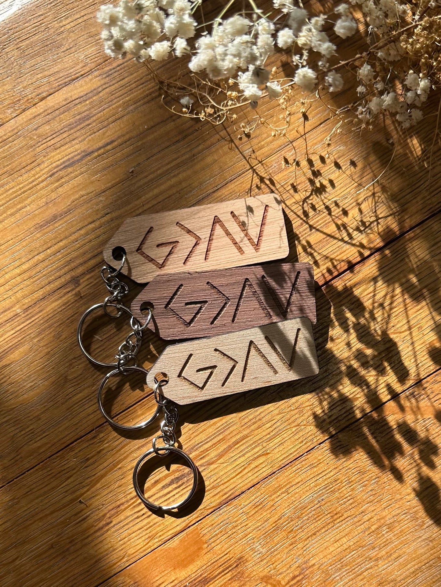 God is Greater than the Highs and Lows- Wooden Keychain