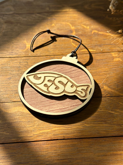 Jesus Fish - wooden Christmas ornament