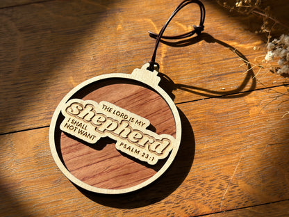 The Lord is My Shepherd- Psalm 23 Wooden Christmas Ornament