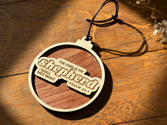 The Lord is My Shepherd- Psalm 23 Wooden Christmas Ornament