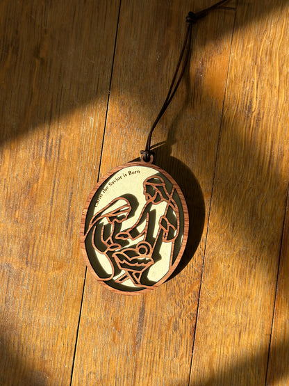 Christ the Savior is Born - Wooden Christmas Ornament
