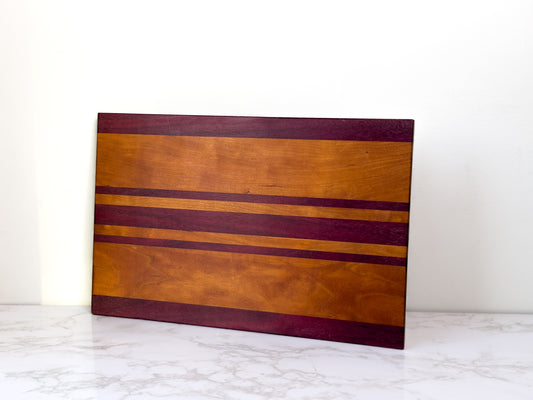 Cherry and Purple Heart - Handmade Wood Cutting Board