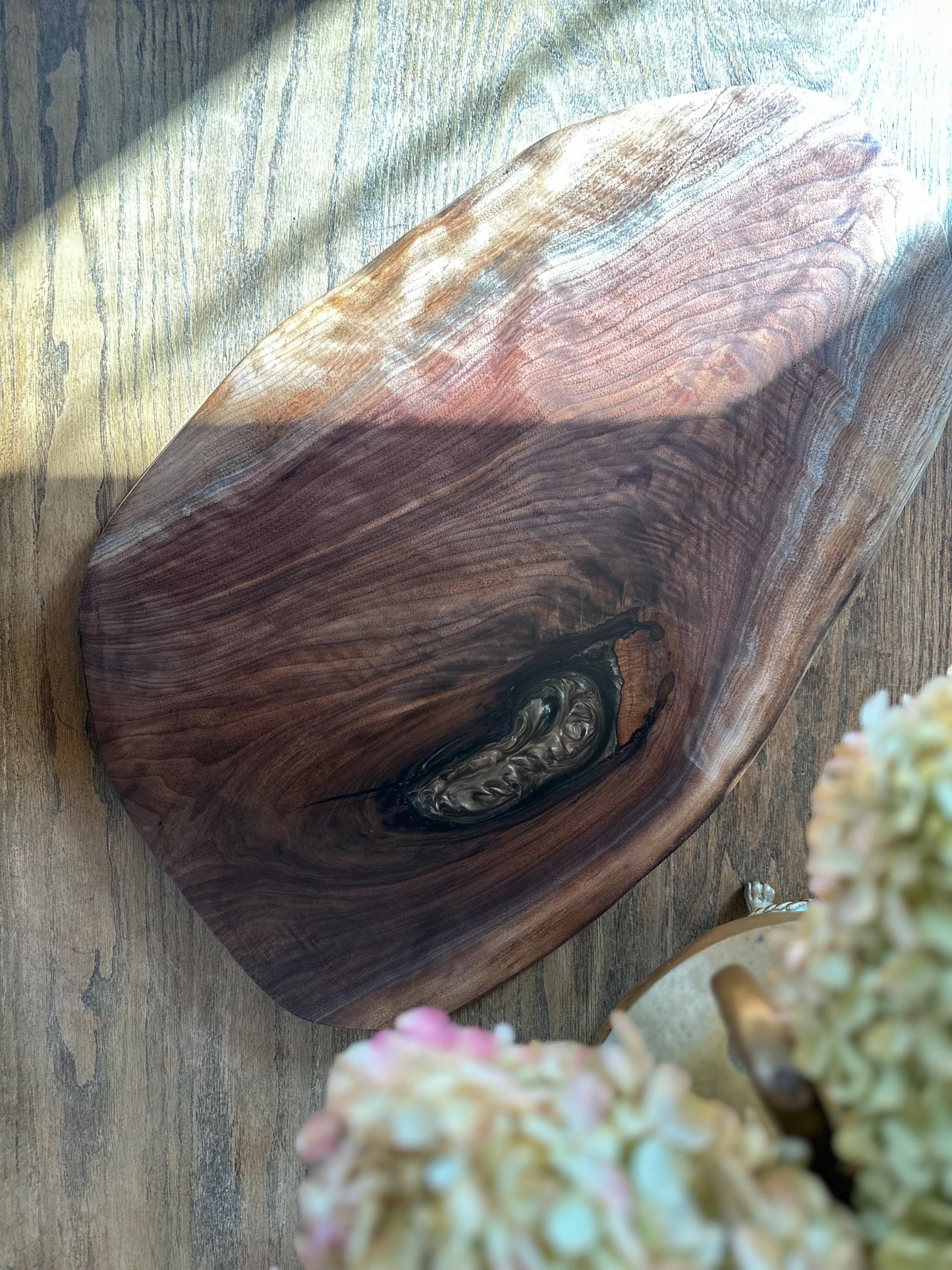 Walnut Epoxy Charcuterie Board Organic Shaped - Handmade Wooden Charcuterie Boards - one-off