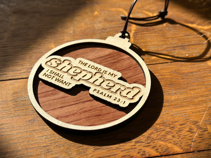 The Lord is My Shepherd- Psalm 23 Wooden Christmas Ornament