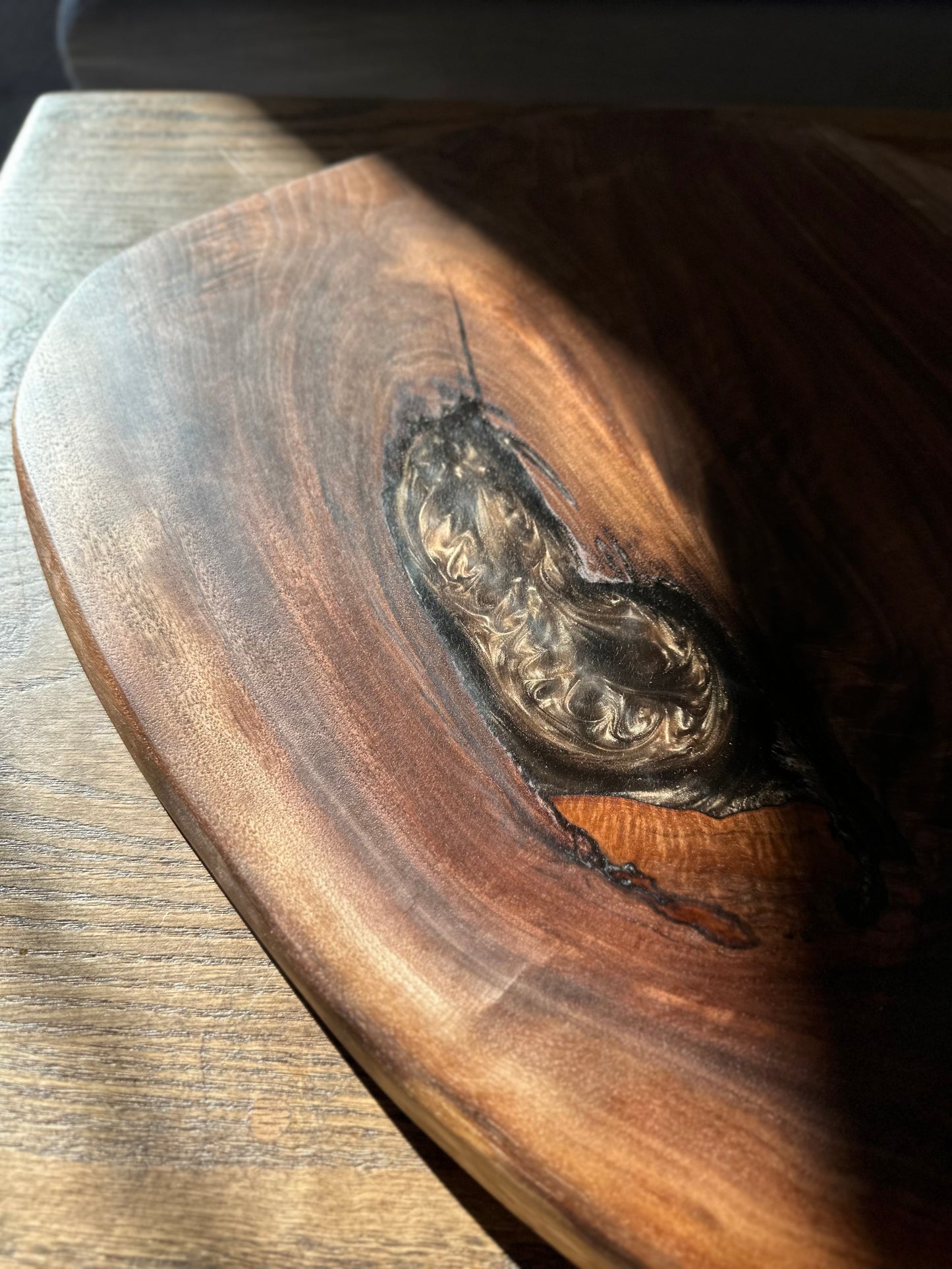 Walnut Epoxy Charcuterie Board Organic Shaped - Handmade Wooden Charcuterie Boards - one-off