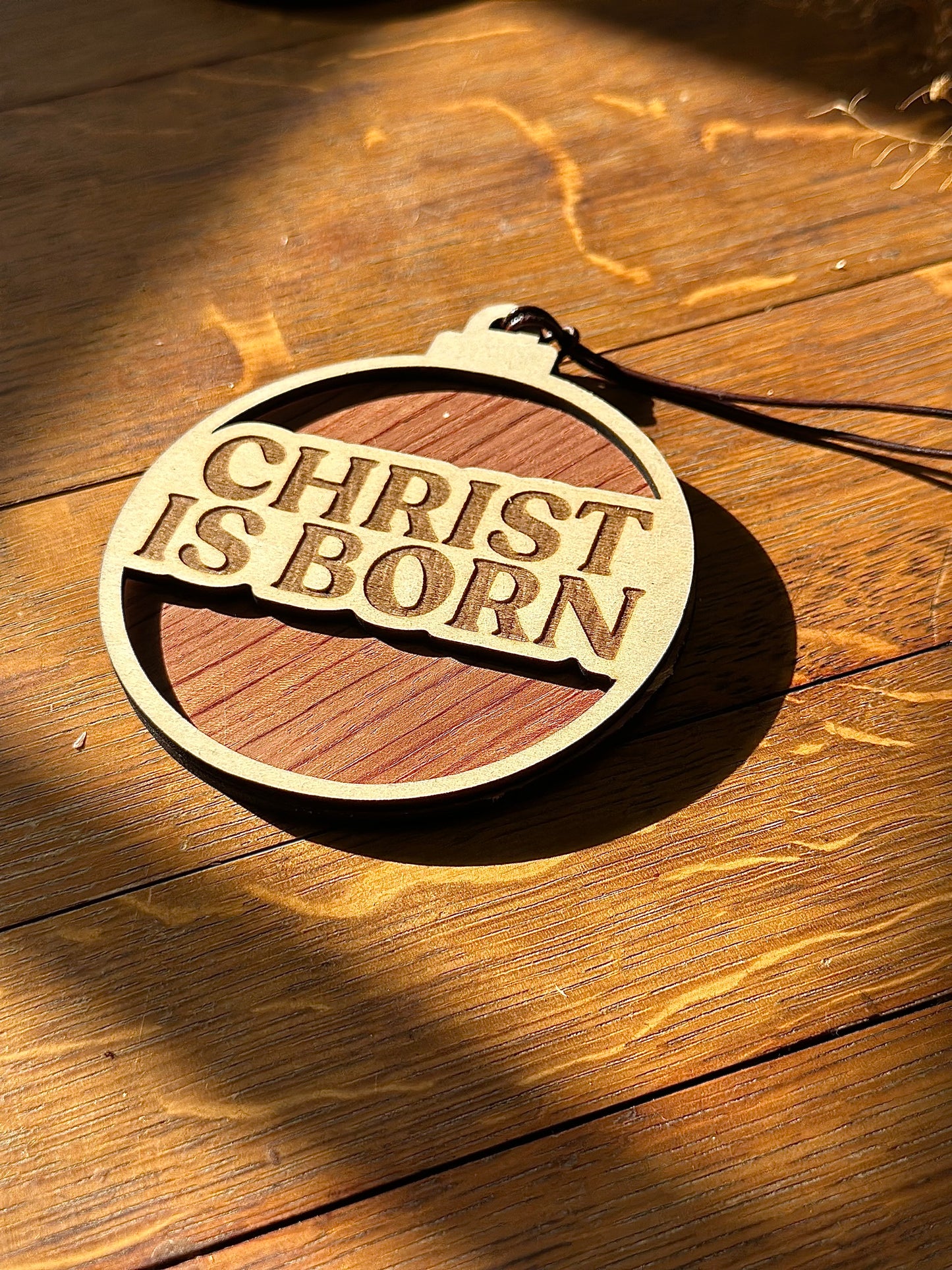 Christ is Born - wooden Christmas ornament