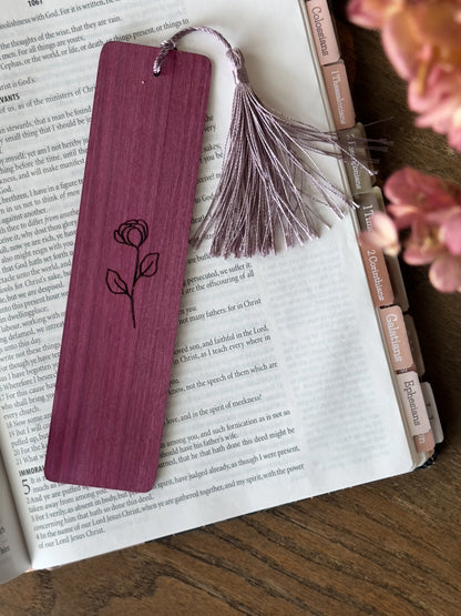 Minimalistic Flower Line Art- Wooden Bookmarks