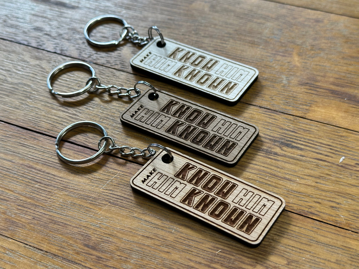 Know Him, Make Him Known - Wooden Keychain