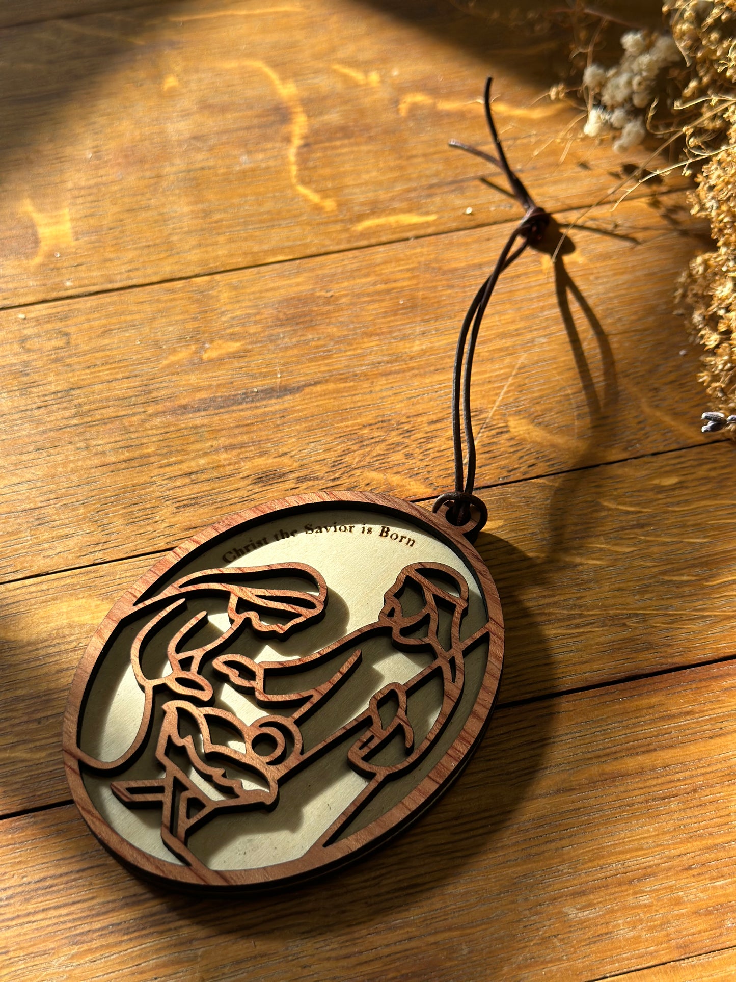 Christ the Savior is Born - wooden Christmas ornament