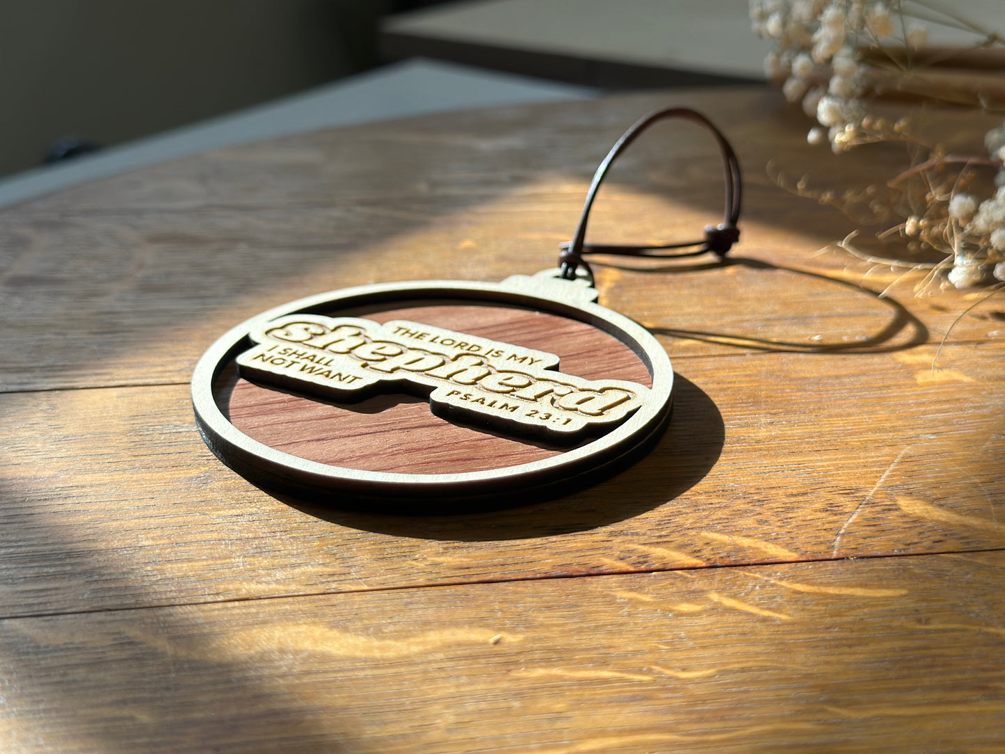 The Lord is My Shepherd- Psalm 23 Wooden Christmas Ornament
