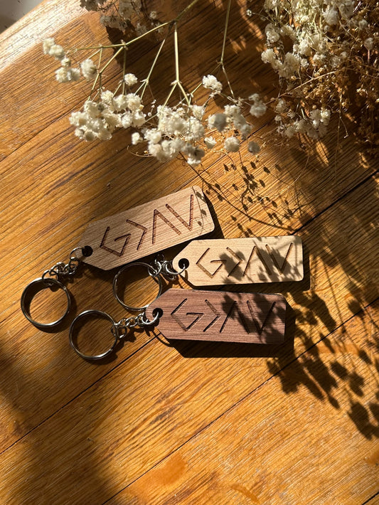 God is Greater than the Highs and Lows- Wooden Keychain
