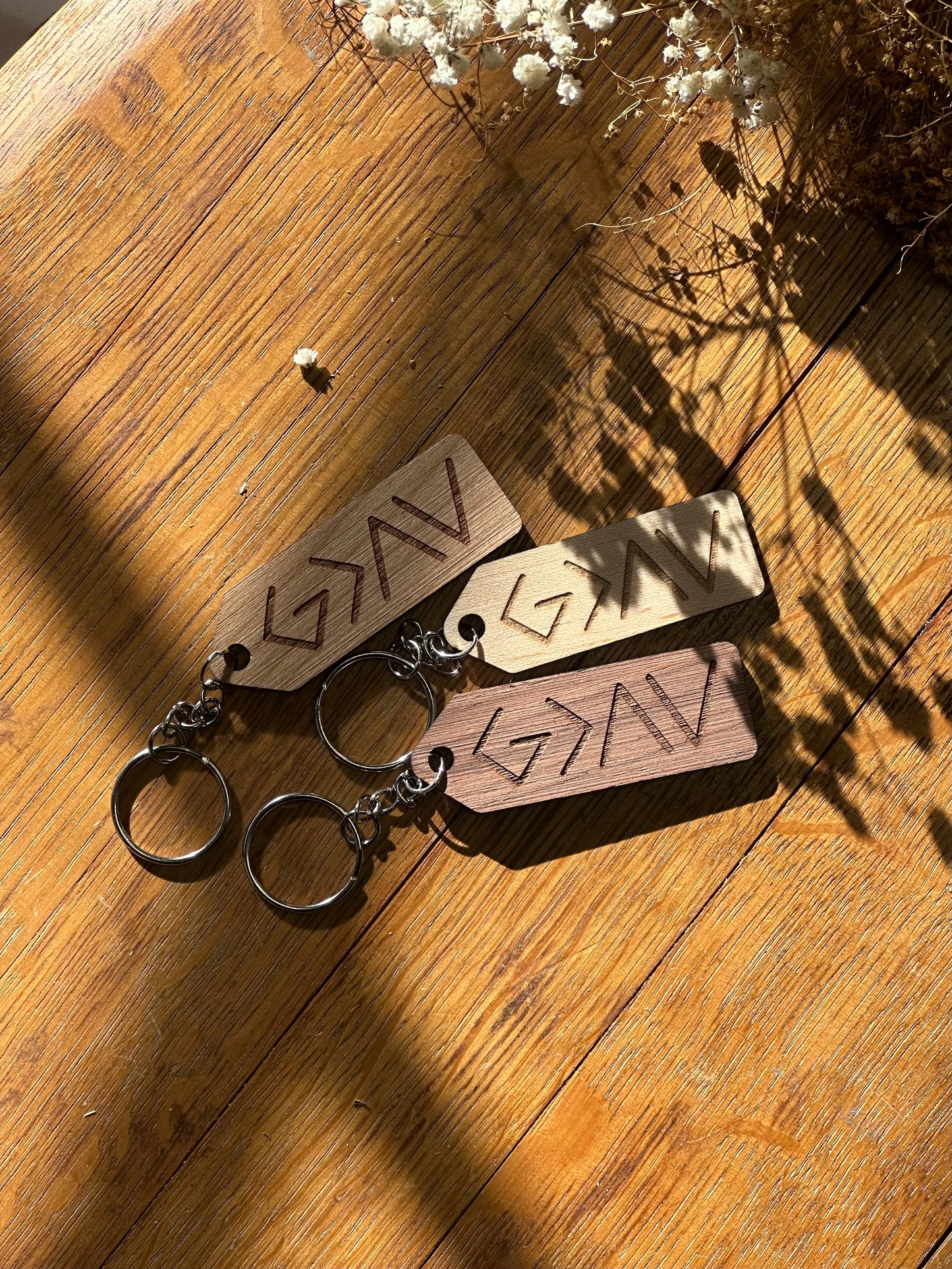 God is Greater than the Highs and Lows- Wooden Keychain