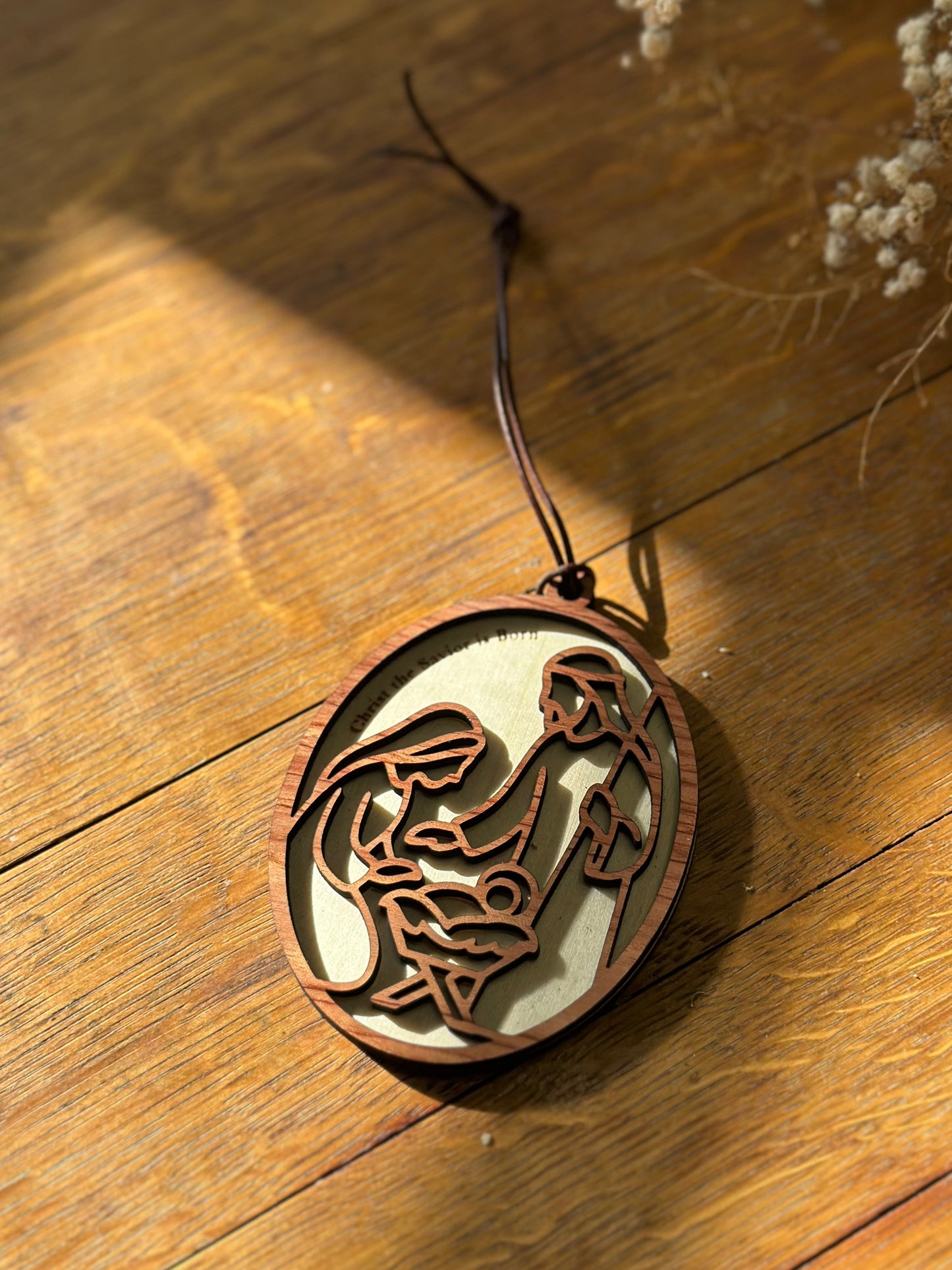 Christ the Savior is Born - wooden Christmas ornament