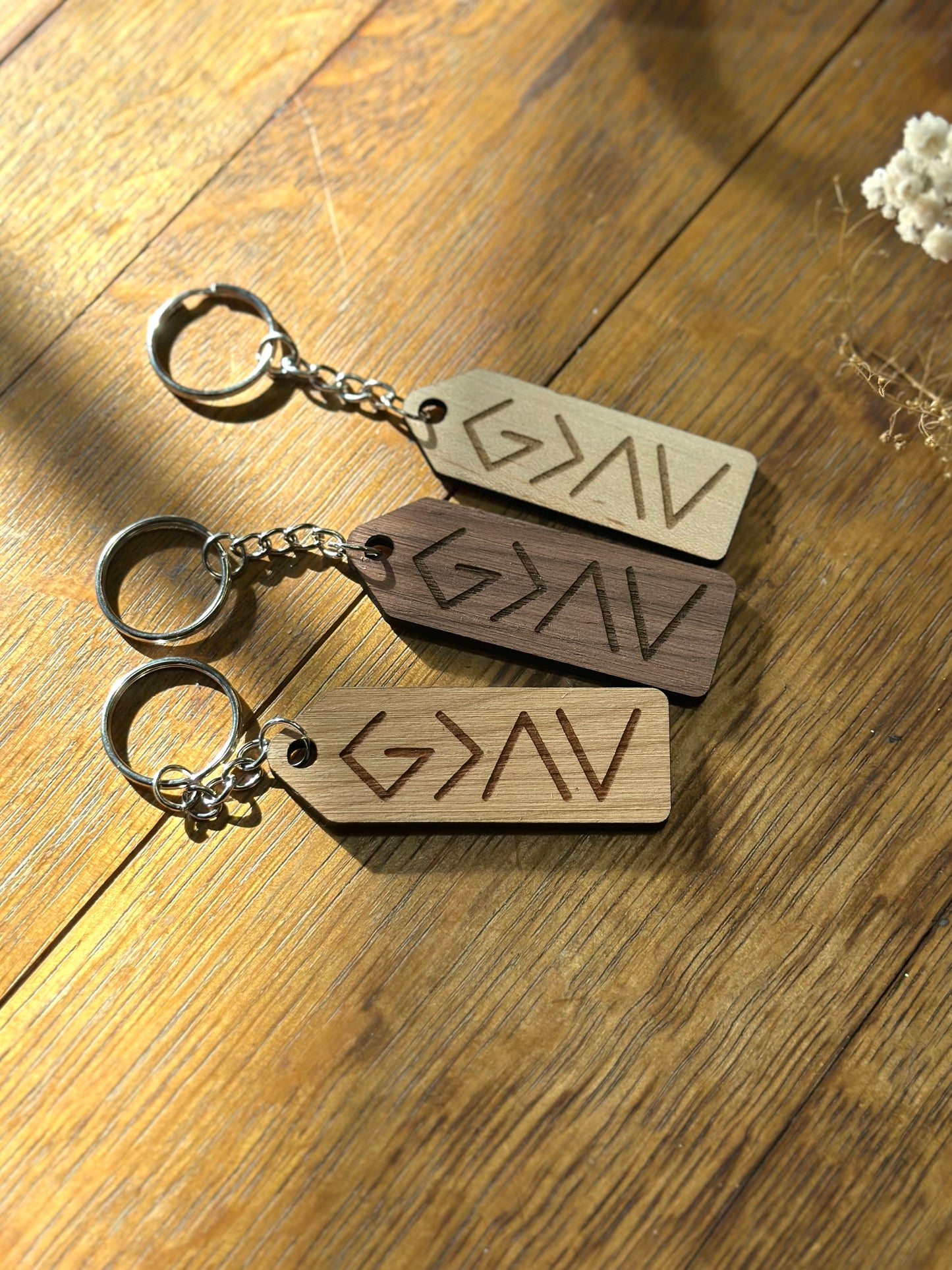 God is Greater than the Highs and Lows- Wooden Keychain