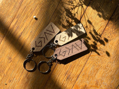 God is Greater than the Highs and Lows- Wooden Keychain