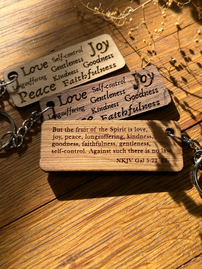 Fruit of the Spirit Collage - Wooden Keychain