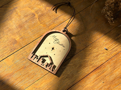 Nativity - wooden Christmas ornament