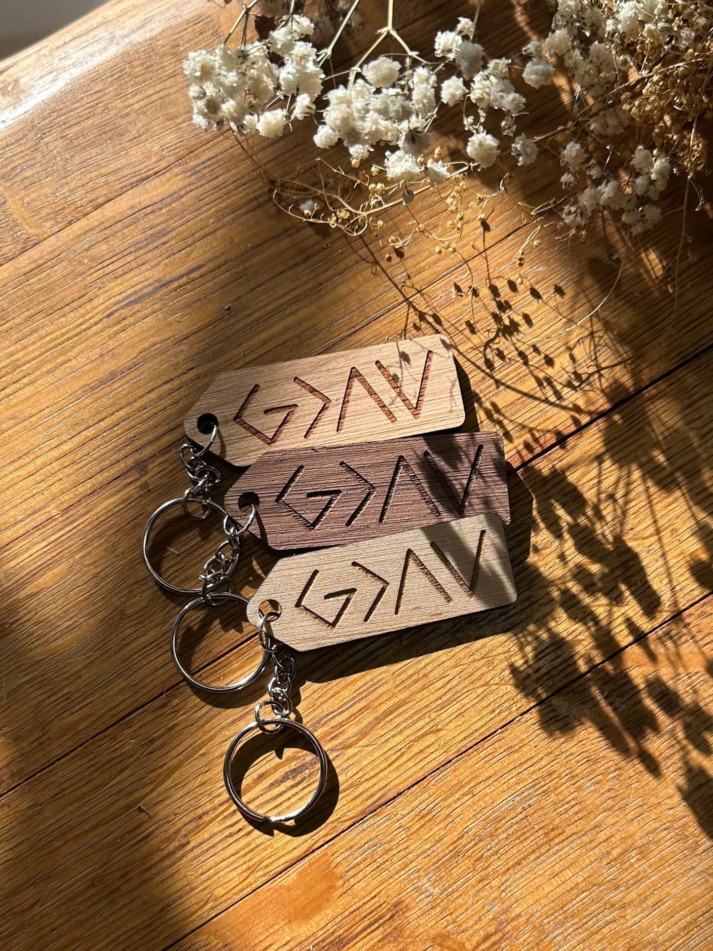 God is Greater than the Highs and Lows- Wooden Keychain