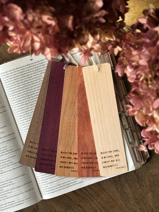 Psalm 103:2 Engraved Wooden Bookmark