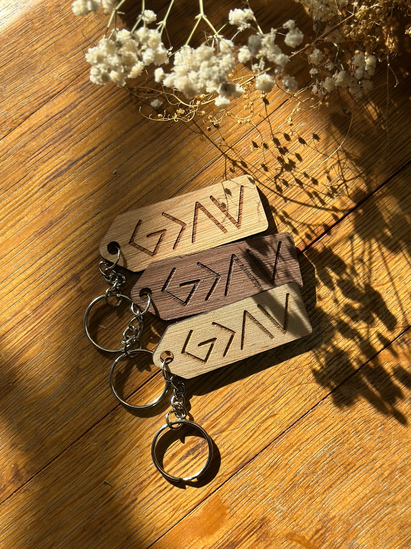 God is Greater than the Highs and Lows- Wooden Keychain