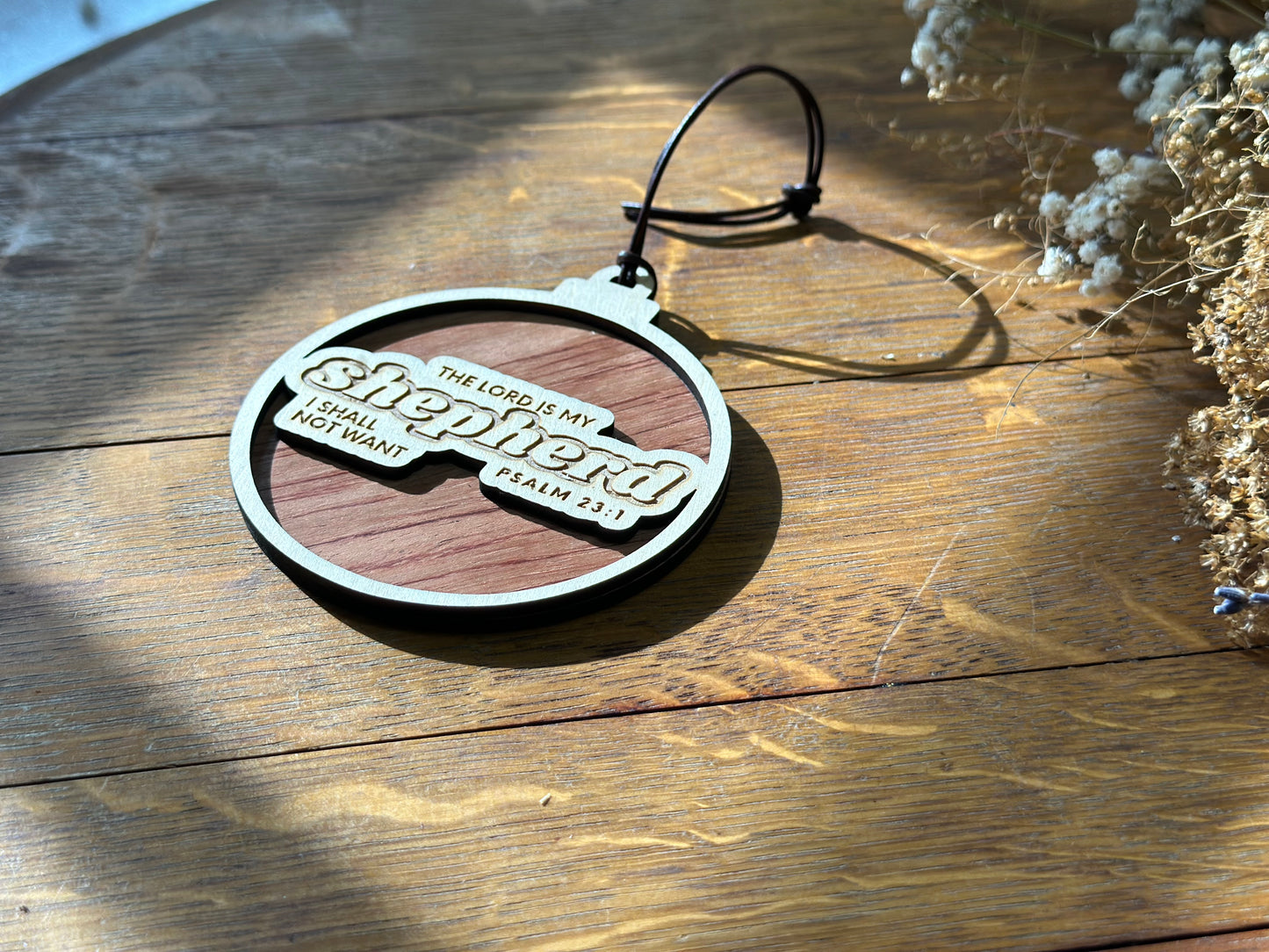The Lord is My Shepherd- Psalm 23 Wooden Christmas Ornament
