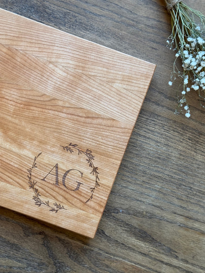 2 Letter Monogram Personalized Wooden Cutting Board