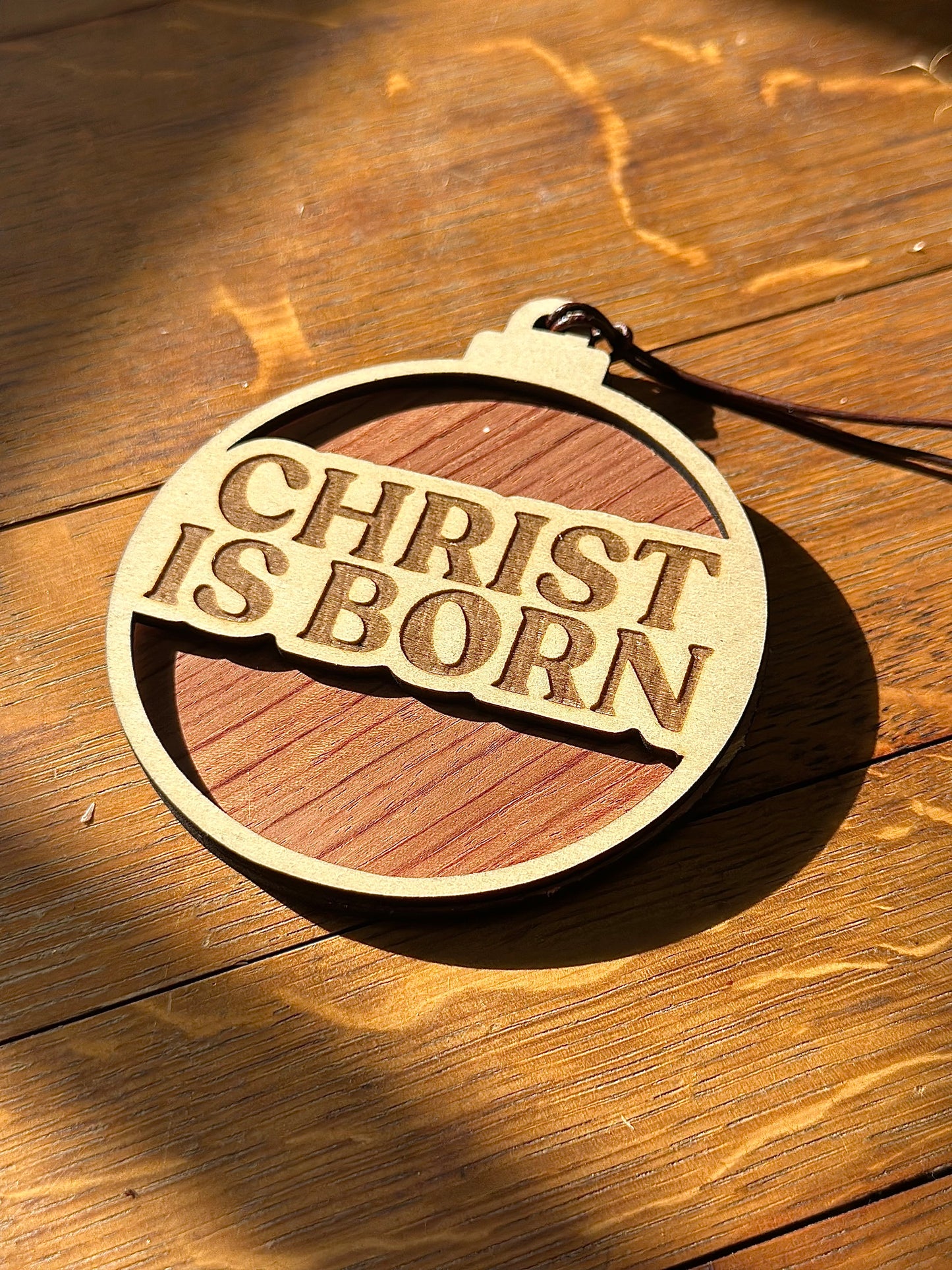Christ is Born - wooden Christmas ornament