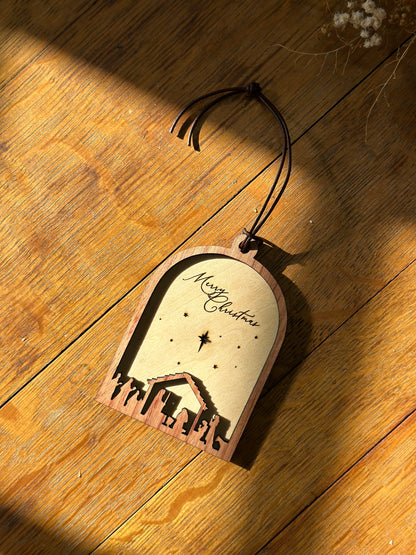 Nativity - wooden Christmas ornament