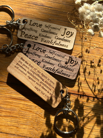 Fruit of the Spirit Collage - Wooden Keychain