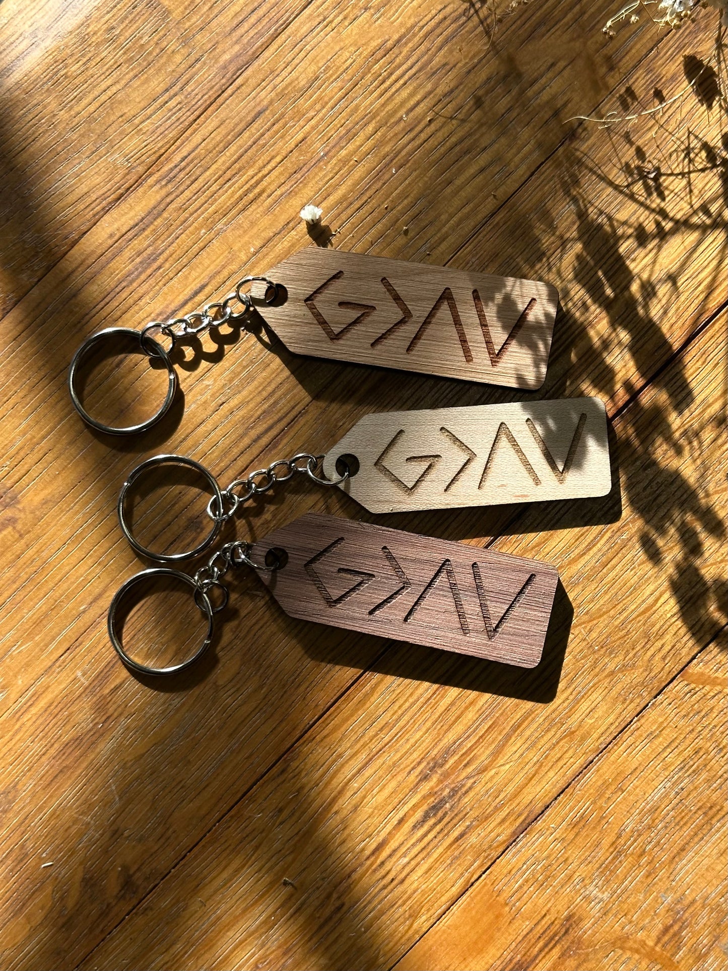 God is Greater than the Highs and Lows- Wooden Keychain