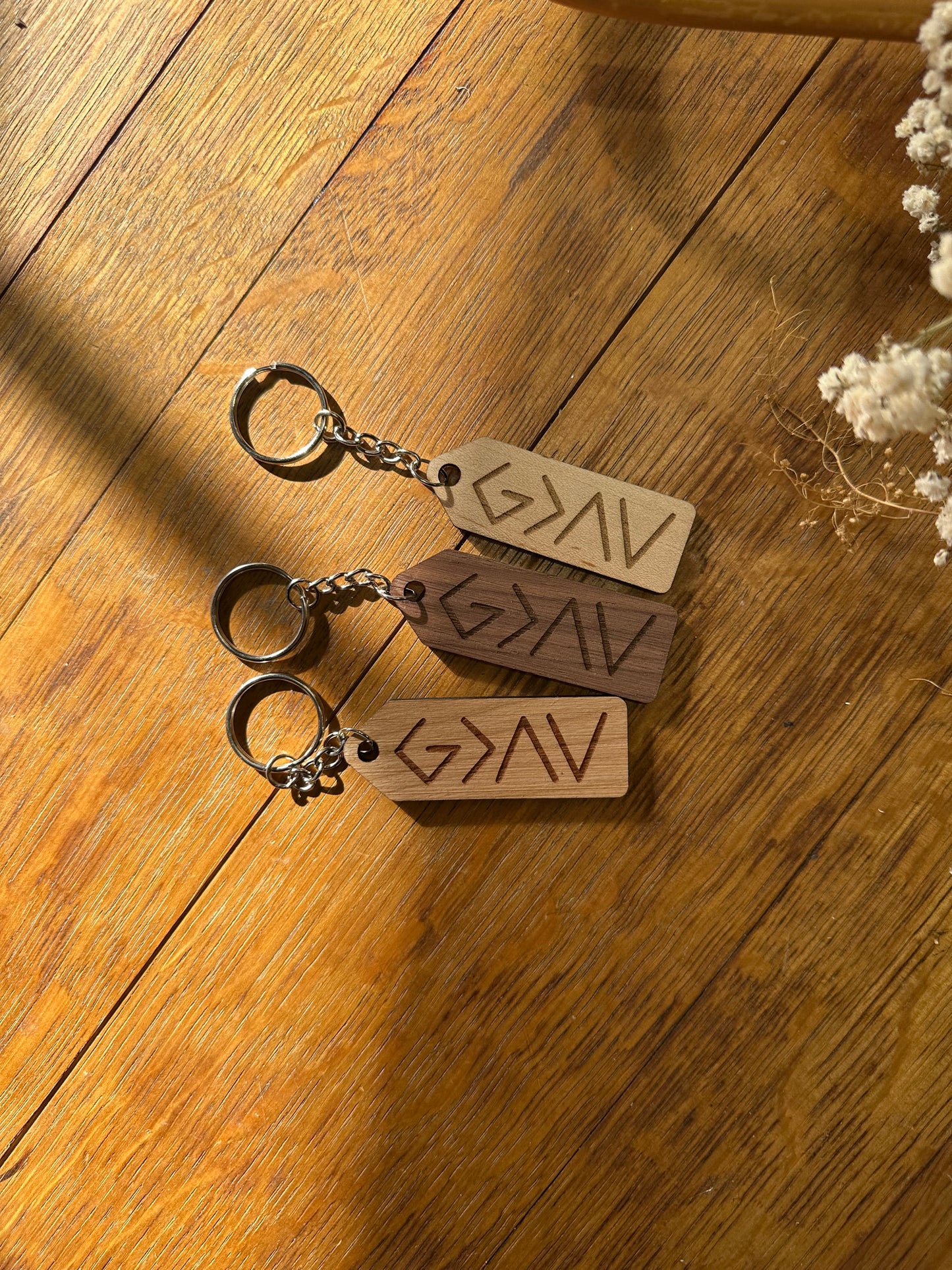 God is Greater than the Highs and Lows- Wooden Keychain