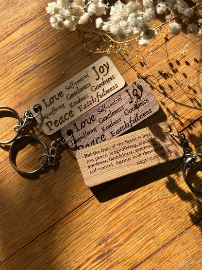 Fruit of the Spirit Collage - Wooden Keychain