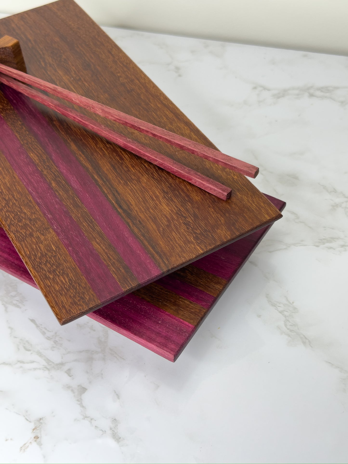 Purple Heart & Granadillo - Wooden Sushi Set for 2 - one-off