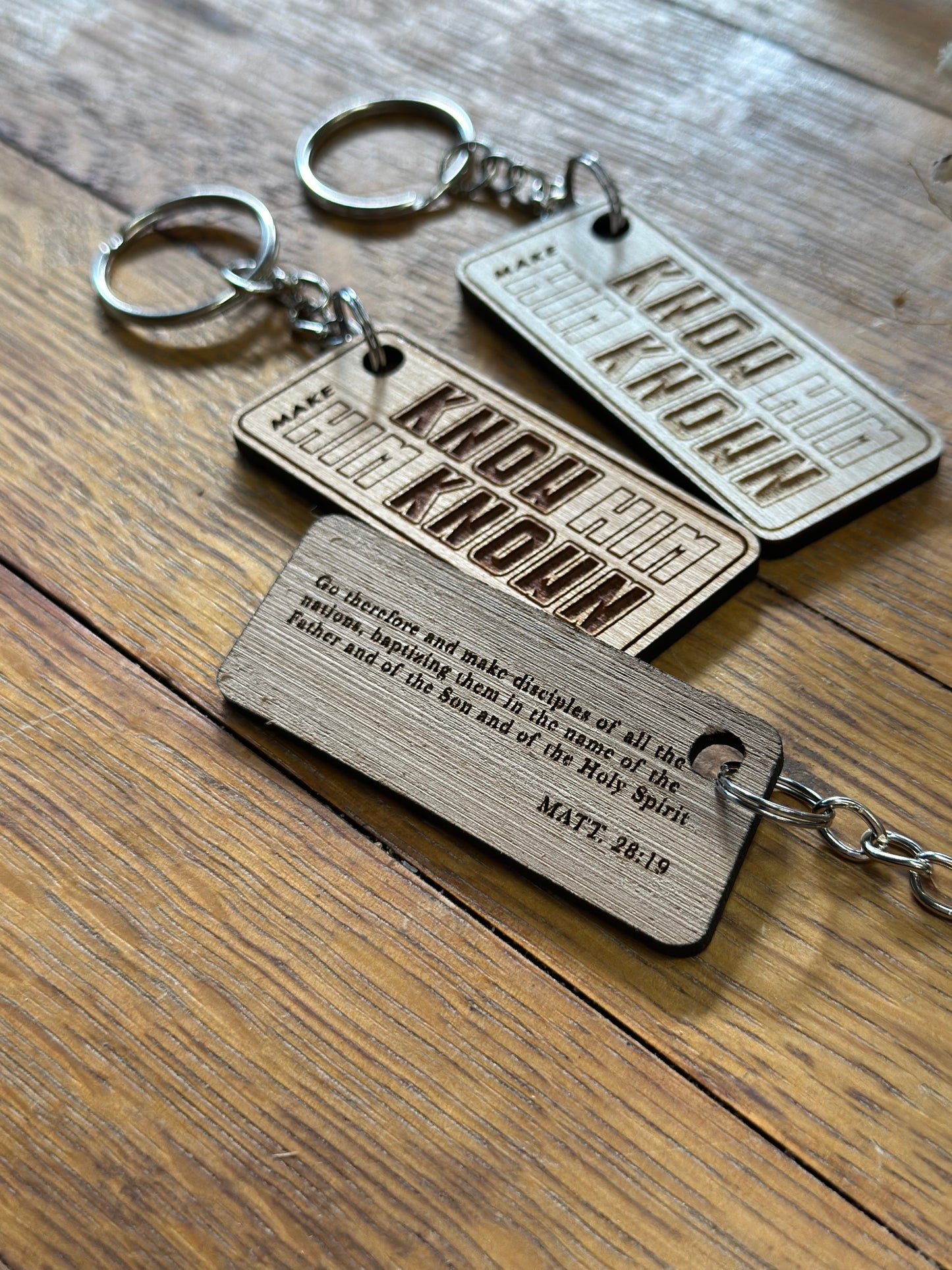 Know Him, Make Him Known - Wooden Keychain