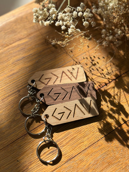 God is Greater than the Highs and Lows- Wooden Keychain