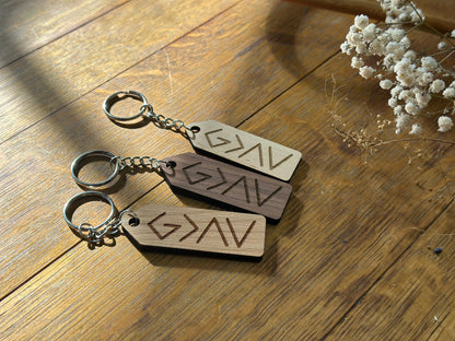 God is Greater than the Highs and Lows- Wooden Keychain